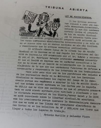 BOLETINES SINDICALES DE CARTONAJES SUÑER Butlletins sindicals 1