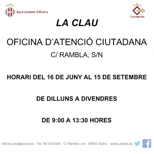 CLAU horari estiu