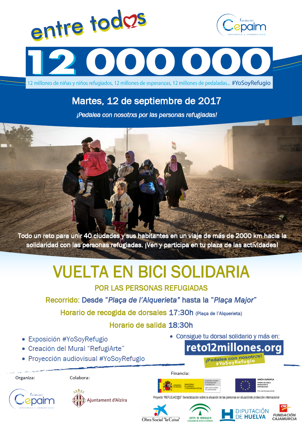 Volta en bici “12.000.000 PEDALADES PER LA PROTECCIÓ INTERNACIONAL DE LES PERSONES REFUGIADES” reto12millones