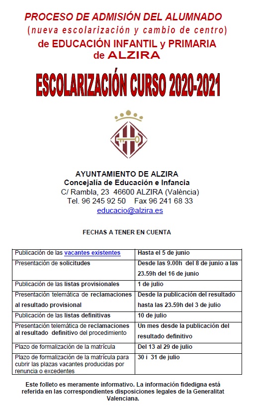 Libro informativo escolarización