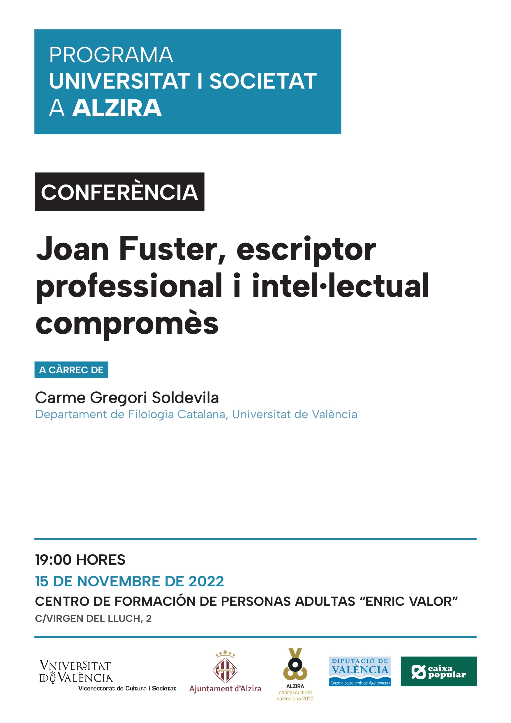 CONFERÈNCIA: Joan Fuster, escriptor professional i intel·lectual compromès