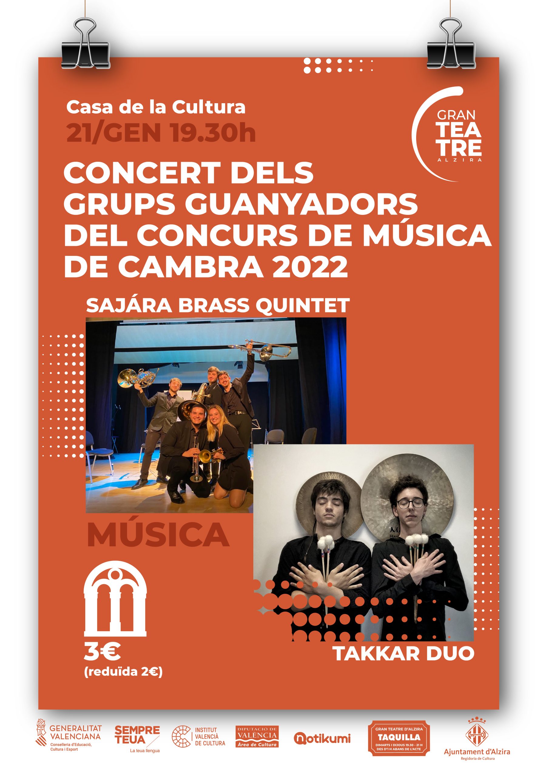 CONCERT DELS GRUPS GUANYADORS DEL CONCURS DE MÚSICA DE CAMBRA 2022