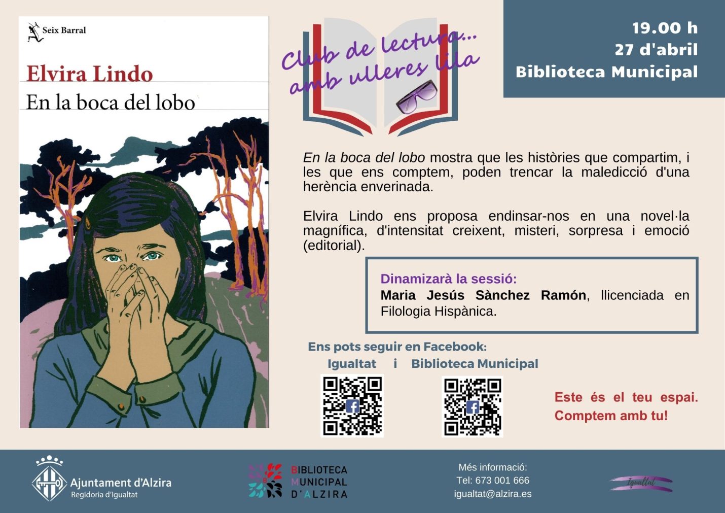 Club de lectura amb ulleres lila