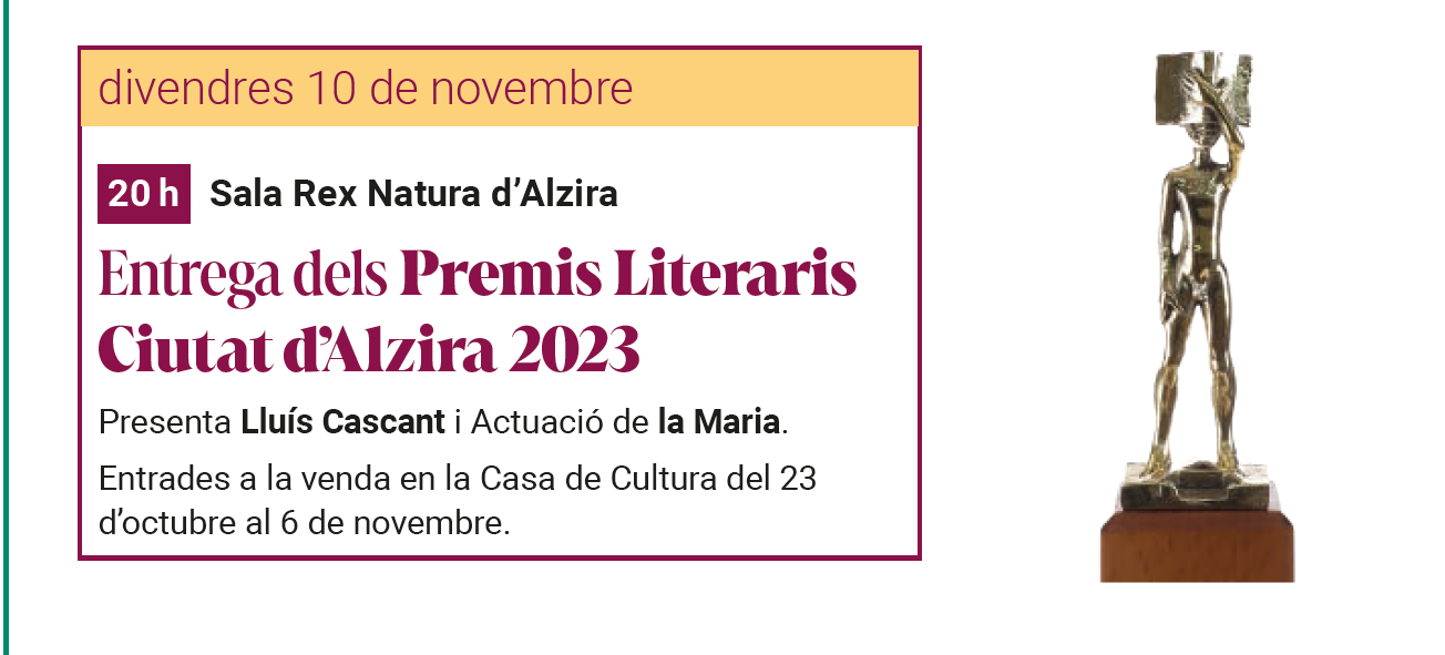 Entrega dels Premis Literaris
Ciutat d’Alzira 2023