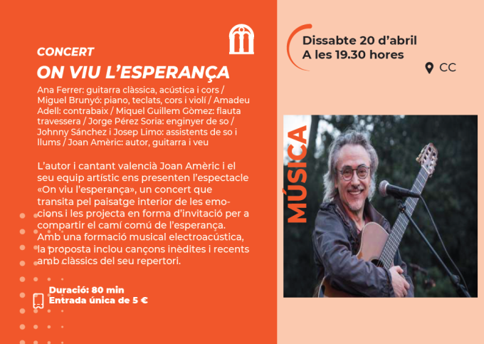 CONCERT: ON VIU L’ESPERANÇA, Joan Amèric amb banda - Casa de la Cultura
