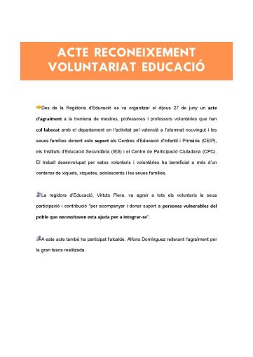 Acte reconeixement voluntariat educació