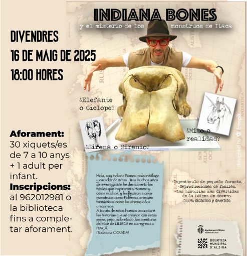 Contacontes “Indiana Bones i el misteri dels monstres d´Itaca” a càrrec de Pep Mira