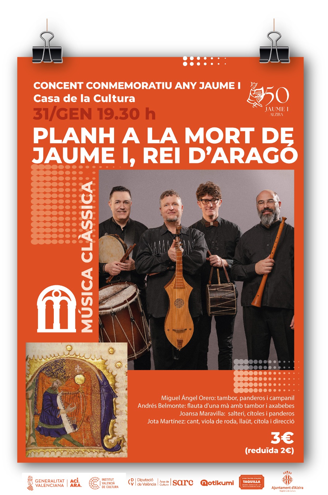 Ensemble Jota Martínez presenta PLANH A LA MORT DE JAUME I, REI D’ARAGÓ