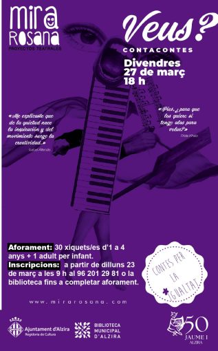 Contacontes “Veus” a càrrec de Rosana Mira (dia mundial del Teatre).