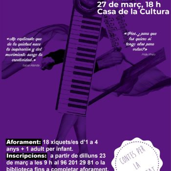 Contacontes “Veus” a càrrec de Rosana Mira (dia mundial del Teatre).